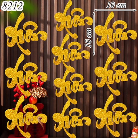 Tết-Set 10 chữ dán xốp vàng 10cm-Xuân TP