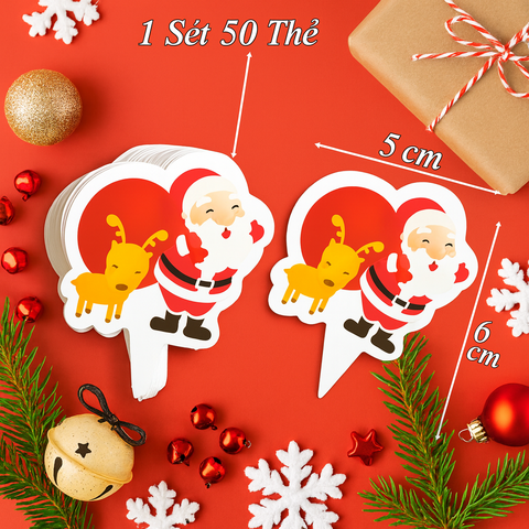 SCG-Set 50 thẻ ông già noel túi quà đỏ TQ