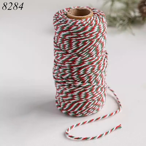 Cuộn dây len sợi bông đỏ xanh trắng dài 100m TQ