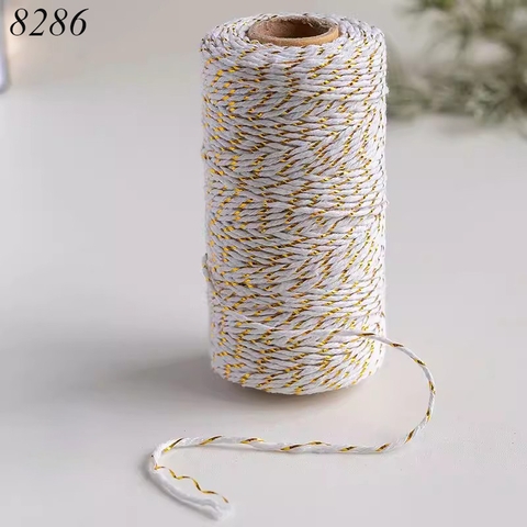 Cuộn dây len sợi bông vàng trắng dài 100m TQ