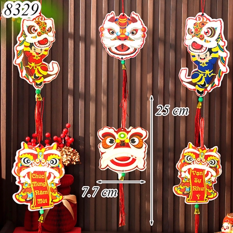 Tết-Thẻ giấy treo tết - đầu lân