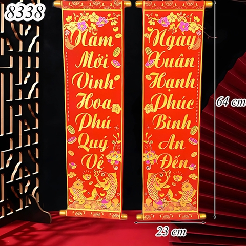 Tết-Câu đối 7 màu nhỏ ngày xuân ạnh phúc bình an đến- năm mới vinh hoa phú quý về TP