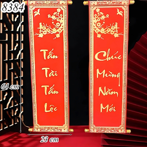 Tết- 2 Câu đối thường kim tuyến chìm nhỏ ( Chúc mừng năm mới-Tấn tài tấn lộc)