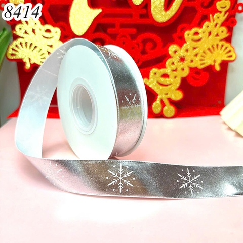 Cuộn 22m Ruybang in nhũ Bông Tuyết Bạc 2.5cm