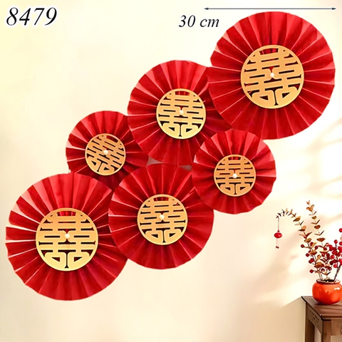 Set 6 quạt chữ hỉ