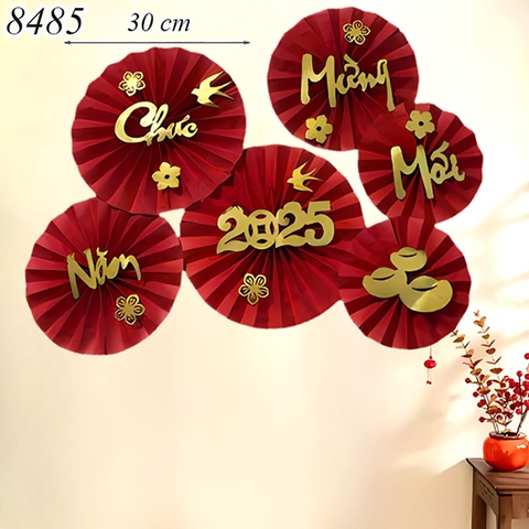 Set 6 quạt chữ Chúc Mừng Năm Mới