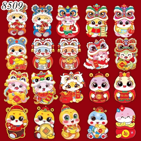 Set 10 lì xì tết hình rắn đầu lân ngẫu nhiên