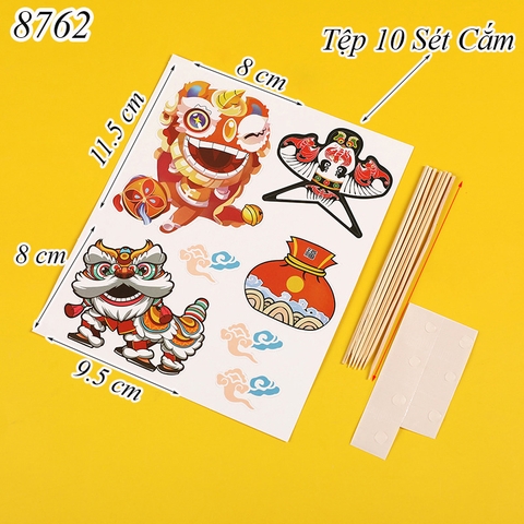 SCG-Túi 10 Set cắm tết đầu lân túi tiền TQ