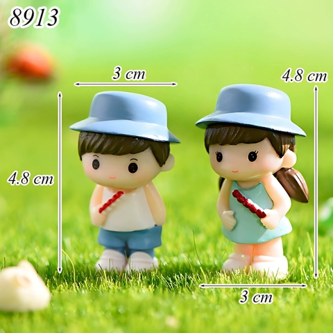 Tượng Cặp Đôi Mũ Xanh Cầm Hồ Lô TQ