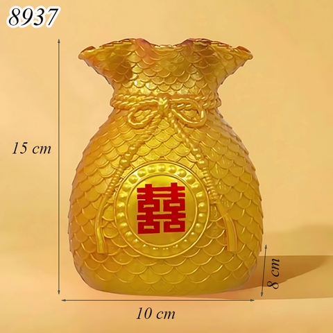 Bình cắm hoa nhựa hình túi may mắn vàng TQ