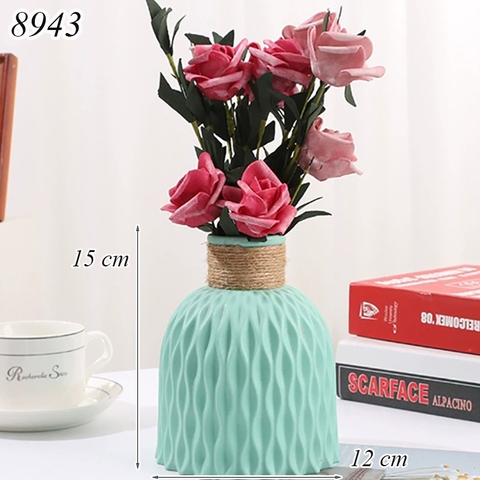Bình cắm hoa nhựa giả gốm màu xanh bạc hà TQ