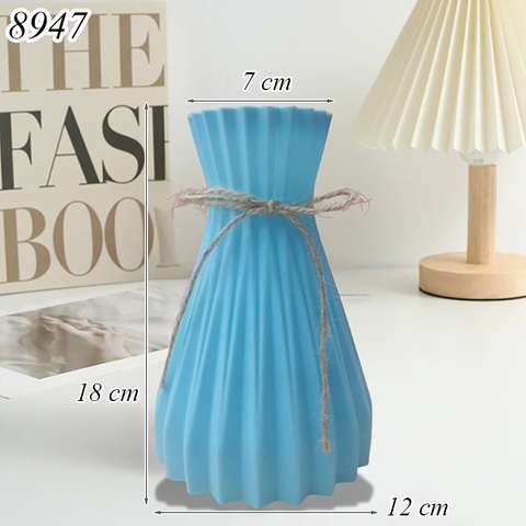 Bình cắm hoa nhựa xanh đương nhạt quấn dây gai TQ