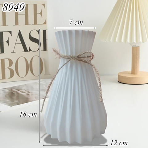 Bình cắm hoa nhựa trắng quấn dây gai TQ