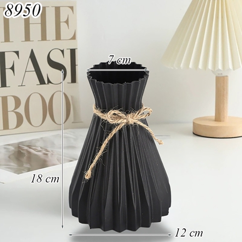Bình cắm hoa nhựa đen quấn dây gai TQ