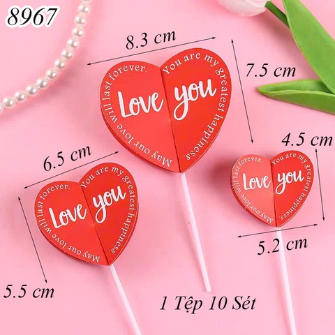SCG-Túi 10 Set 3 que cắm tim đỏ love you TQ