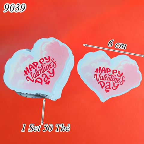 Túi 50 thẻ Happy Valentine Day hình Tim M3