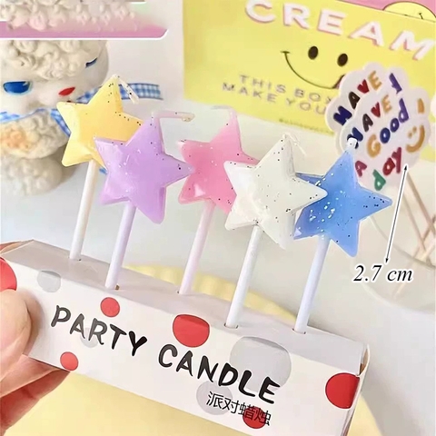 Vỉ 5 nến sao kim tuyến nhiều màu
