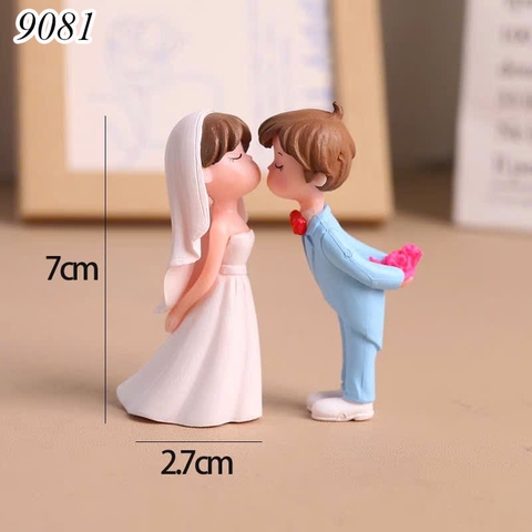 Tượng cặp đôi cô dâu chú rể xanh trắng TQ