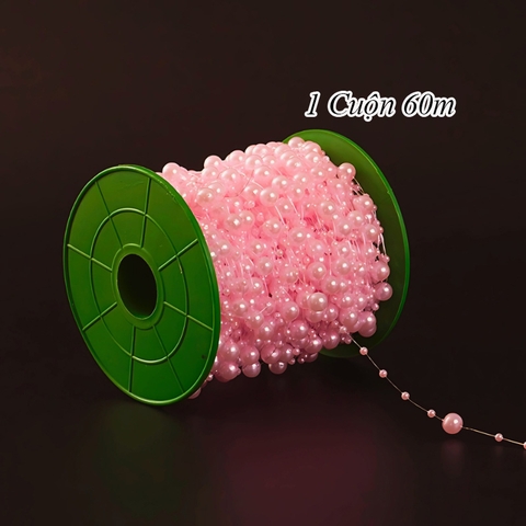 Cuộn 60m ngọc trai mix size  HỒNG NHẠT  TP