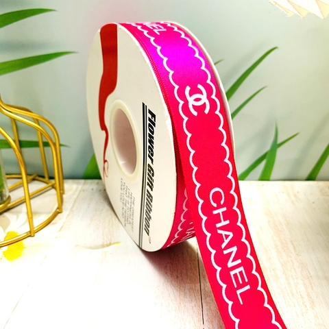 Cuộn 45m Ruybang Chanel kẻ sóng hồng đậm