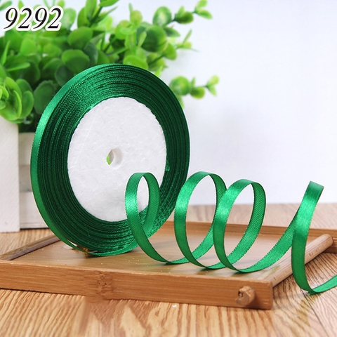 Cuộn 22m Ruybang lụa trơn Xanh Lá 0.5cm