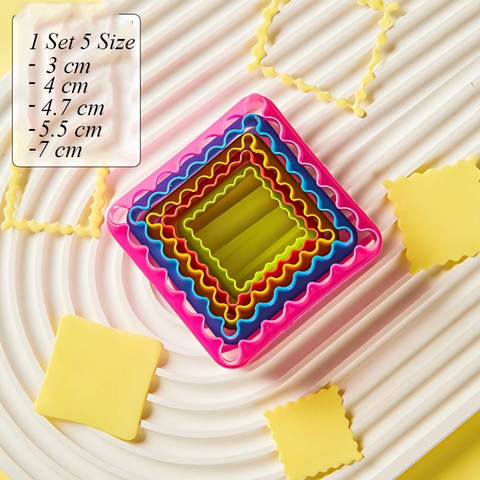 Bộ 5 khuôn ấn bánh hình vuông nhiều màu TQ