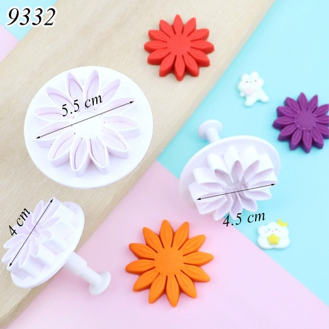 Bộ 3 khuôn ấn bánh hình hoa cúc 12 cánh TQ