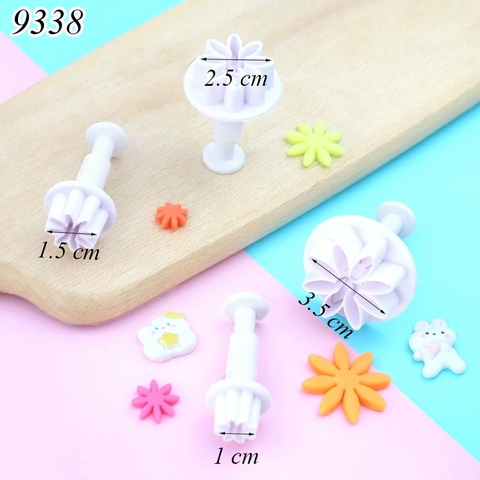 Bộ 4 khuôn ấn bánh hình hoa cúc 8 cánh TQ