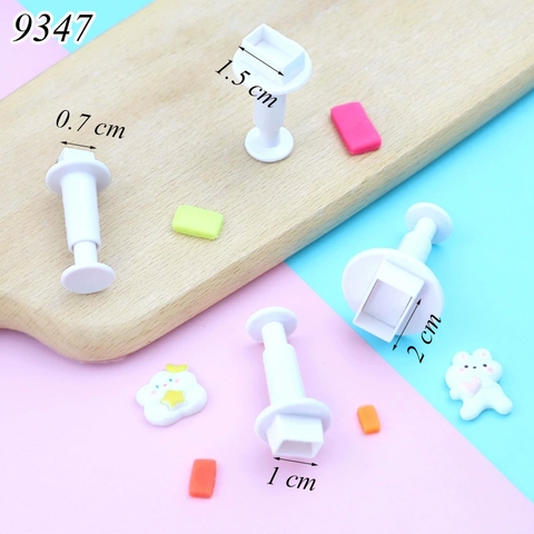 Bộ 4 khuôn ấn bánh hình chữ nhật TQ