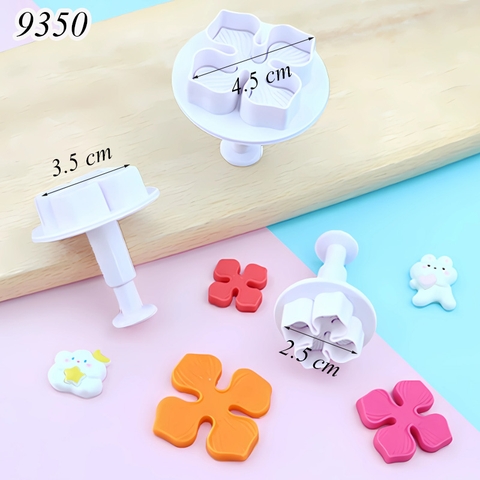 Bộ 3 khuôn ấn bánh hình hoa 4 cánh TQ