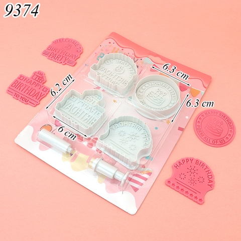 Bộ 4 khuôn ấn bánh chữ HPBD 2 TQ