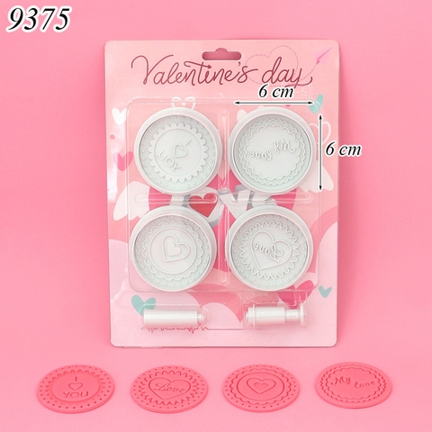Bộ 4 khuôn ấn bánh chủ đề Valentine's Day TQ