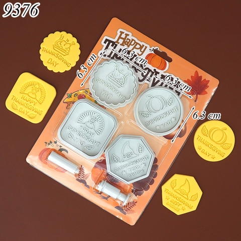 Bộ 4 khuôn ấn bánh chủ đề Happy Thank Giving TQ