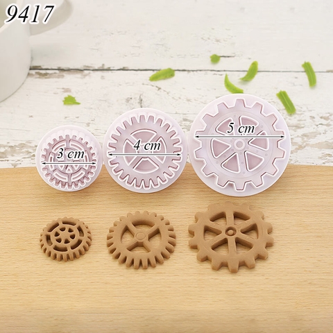 Bộ 3 khuôn ấn bánh hình bánh răng TQ