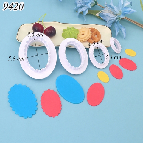 Bộ 4 khuôn ấn bánh hình bầu dục TQ