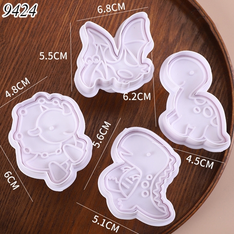 Bộ 4 khuôn ấn bánh hình khủng long 2 TQ