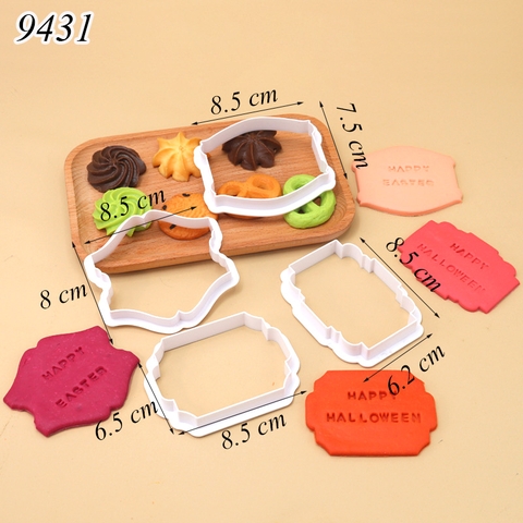 Bộ 4 khuôn ấn bánh nhựa trắng hình bảng tên 2 TQ