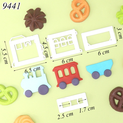 Bộ 4 khuôn ấn bánh hình đoàn tàu TQ