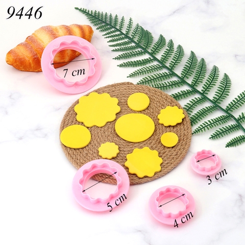 Bộ 4 khuôn ấn bánh hình tròn lượn sóng TQ