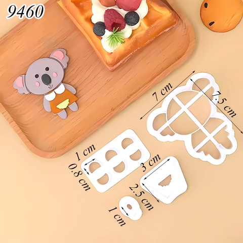 Khuôn ấn bánh hình gấu túi TQ (4 chi tiết)