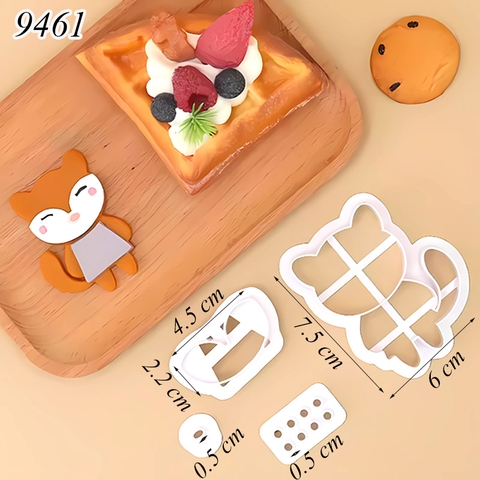 Khuôn ấn bánh hình cáo TQ (4 chi tiết)