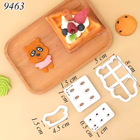 Khuôn ấn bánh hình gấu TQ (4 chi tiết)