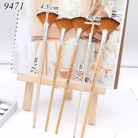 Bộ 5 Cọ Vẽ Cán Gỗ TQ