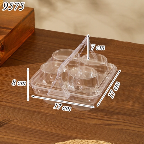 Hộp nhựa trong suốt W984 đựng cupcake 4 ngăn TQ ( 2 Chi Tiết )