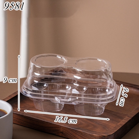 Hộp nhựa trong suốt đựng cupcake 2 ngăn W062 TQ ( 2 Chi Tiết )