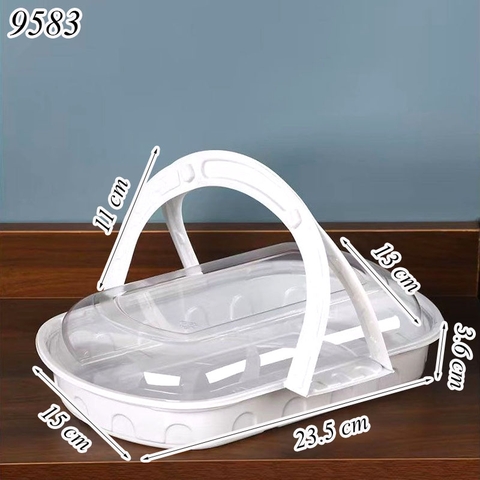 Hộp nhựa bầu dục nắp trong suốt có quai xách W1189 TQ