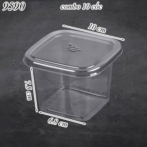1 chiếc Cốc vuông trà sữa ( có nắp ) 10.10.7cm.( B10-8 ) TQ