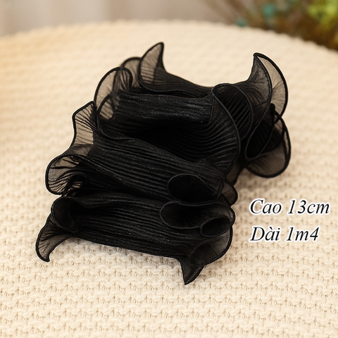 Cuộn Voan Đen 1 Lớp Cao 13Cm Dài 1m4 TP