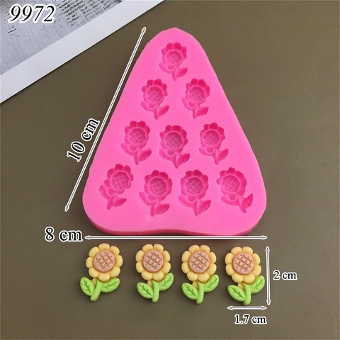 Khuôn Silicon 10 Hoa Hướng Dương Mini TQ