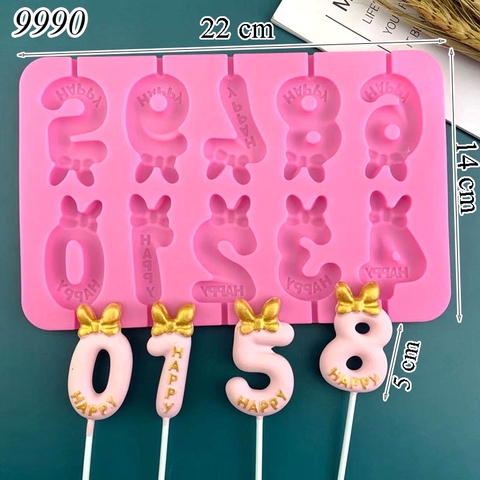 Khuôn Silicon Số 0–9 Hình Nơ Happy TQ